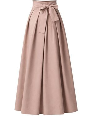 Nikka Place Floor Length Cotton Skirt With Front Bow - Brown