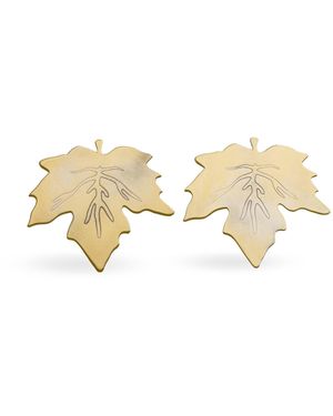 Silver Moon Maple Leaf Plated Sterling Earrings - Natural