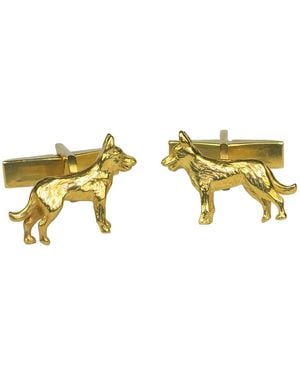 Simon Kemp Jewellers German Shepherd Alsatian Cufflinks Eighteen Carat On Solid Sterling - Metallic