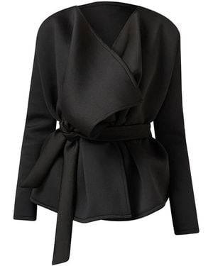 LIA ARAM Neoprene Embroidered Jacket - Black