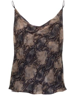 MIONÈ Slip Blouse With Draped Detail - Brown