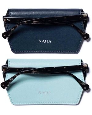 Naoa Two Pack Apple-Leather Slim Glasses Case - Blue