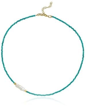 LINYA JEWELLERY Meg Small Pearl Necklace - Blue