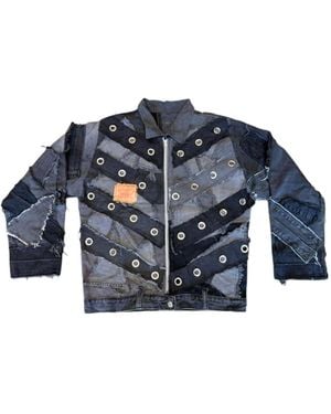 Zasta Studio Shred Couture Studded Denim Jacket A - Blue