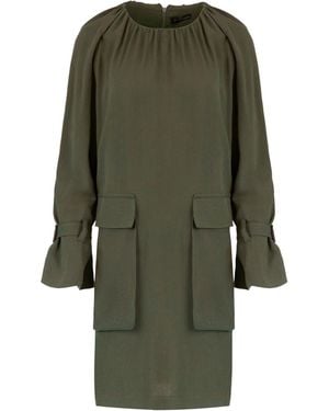 Conquista Neutrals Khaki Pocket Detail Tencel Dress - Green