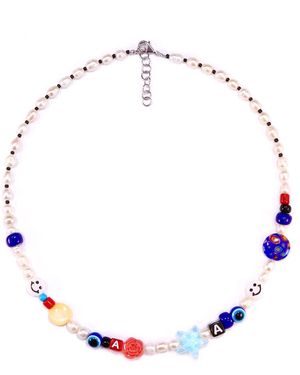 Mineralgems•Studio Stars & Smiles Choker Wth Authentic Pearls - Blue