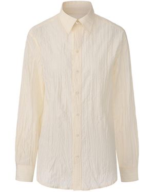 FRONT ROW SHOP Crinkled Gauze Shirt Ecru - White