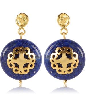 Lila Rasa Lapis Lazuli Earring With Filigree Melange - Blue
