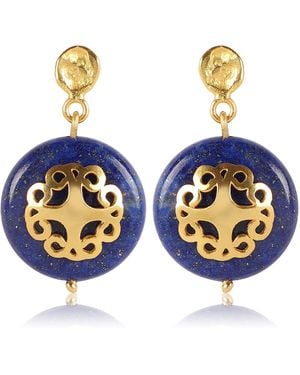Lila Rasa Lapis Lazuli Earring With Filigree Melange - Blue