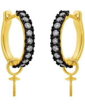 Artisan 14K Diamond Sword Charm Hoop Earrings - Metallic