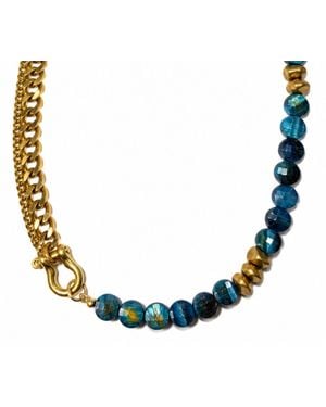 Rachel Nathan Shackle Duo Tiger's Eye Necklace - Blue