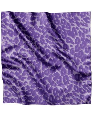Lamberty Munich Smooth Cheetah Italian Mulberry Silk Scarf Lilac - Purple