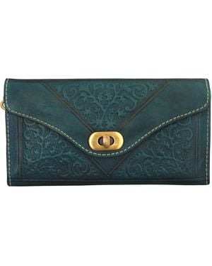 Berber Leather Leather Tri-Fold Purse - Blue