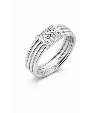 Gold & Honey Diamond Cut Station Ring - White