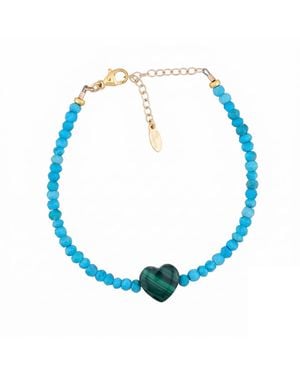 Kris Nations Malachite Heart & Beaded Bracelet - Blue