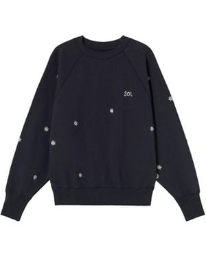 Thinking Mu Hand Embroidered Bonnie Sweatshirt - Blue
