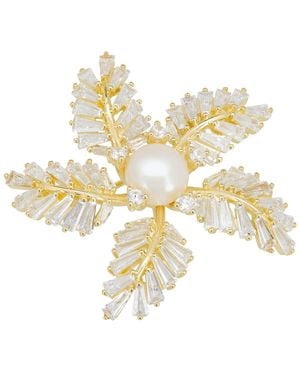 LÁTELITA London Fern Starflower Pearl Brooch - Metallic