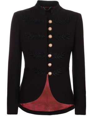 The Extreme Collection Embroidered Tailored Black Crepe Blazer