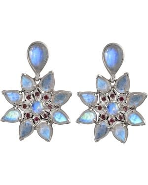 Emma Chapman Jewels Stella Moonstone Garnet Statement Earrings - Blue