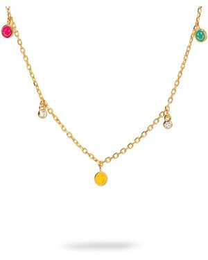 Ebru Jewelry Smiley Face Sterling & Diamond Choker Necklace - Metallic