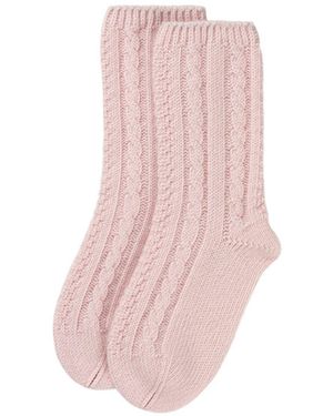 Kinalba Ladies Cable Cashmere Bed Socks - Pink