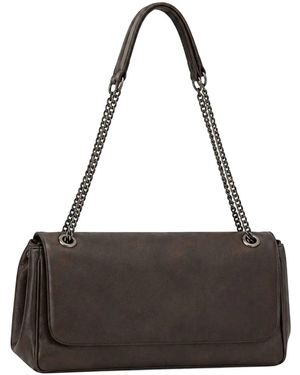Sd Collection Dark Milan Chain Leather Bag - Black
