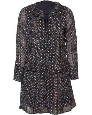 Rose & Nancy Tara Star Print Metallic Polka Dot Mini Dress - Gray