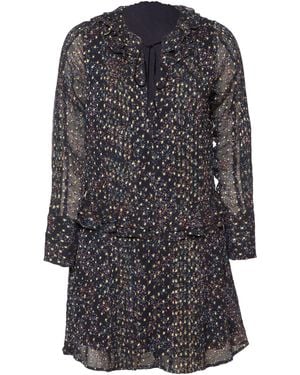 Rose & Nancy Tara Star Print Metallic Polka Dot Mini Dress - Gray