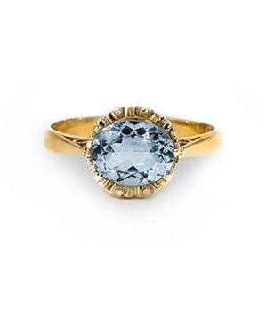 Marteliè Ring, Synthetic Aquamarine, Brilliant Cut - Blue