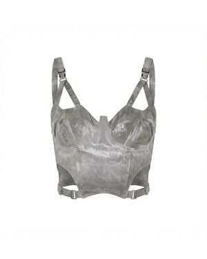 Gov Denim Structured Cut-Out Corset Top - Gray