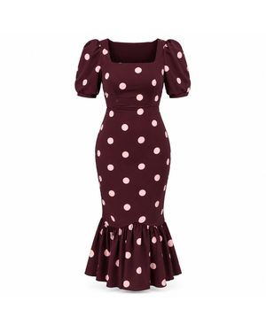 Girl In Mind Jennifer Wine Polka Midi Dress - Red