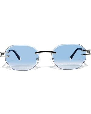 Cossimo Carter Bleu Metal Frameless Sunglasses - Blue