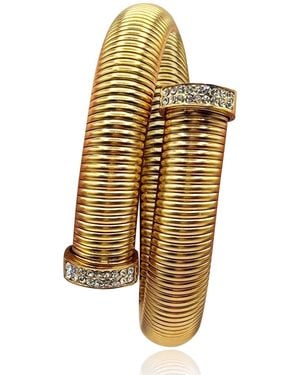 Michael Nash Jewelry Livia Plated Twelve Millimeter Cobra Bracelet With Pave Tips - Yellow