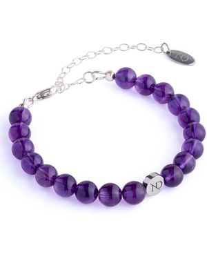 N'damus London Adjustable Amethyst Gemstone Bracelet & Sterling Chain - Purple