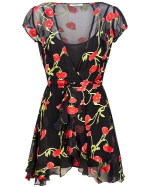 Introvertie VIENNA Alice Poppy Silk Wrap Dress Mini - Black