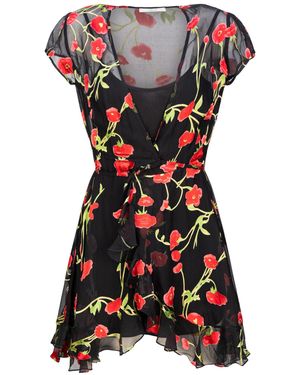 Introvertie VIENNA Alice Poppy Silk Wrap Dress Mini - Black