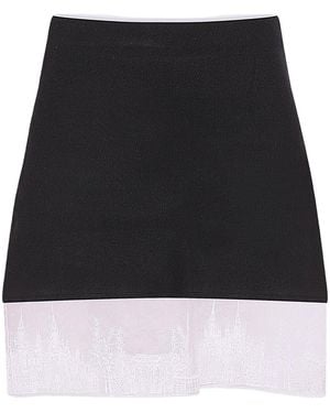London Atelier Byproduct Mini Knit Skirt With With Embroidery Lace - Black