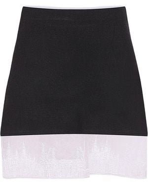 London Atelier Byproduct Mini Knit Skirt With With Embroidery Lace - Black