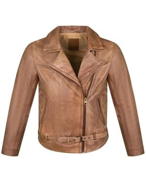 Zasta Studio Blended Malt- Biker Leather Jacket - Brown