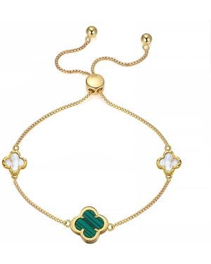 Shaded the Label Niamh Malachite Clover Adjustable Bracelet - Metallic