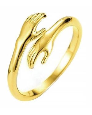 Shaded the Label Hugging Hands Wraparound Ring - Metallic