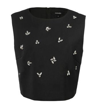 Smart and Joy Sleeveless Embroidered Top - Black
