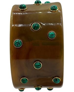 Michael Nash Jewelry Bella Resin Amber Bangle With Malachite Resin Stones - Green