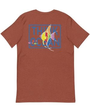 Anchor and Crew Clay Think Ocean Fish Fluorescence Cotton Embroidered T-Shirt - Orange