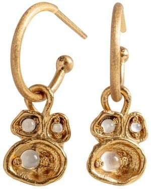 Claire Hill Designs Moonstone Lichen Hoop Earrings - Metallic