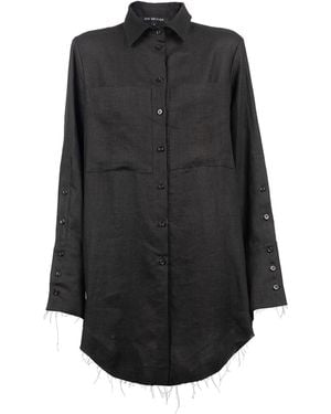 Una Berzina Linen Oversized Shirt - Black