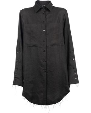 Una Berzina Linen Oversized Shirt - Black