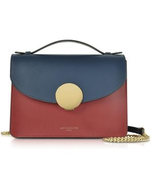 Le Parmentier New Ondina Colour Block Flap Top Leather Satchel Bag - Blue