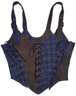Solai Tartan Patchwork Corset - Blue