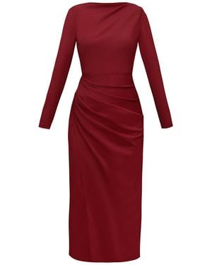 ALINA CERNĂTESCU Zahara Dark Mini Cocktail And Office Lyocell Draped Bodycon Dress - Red